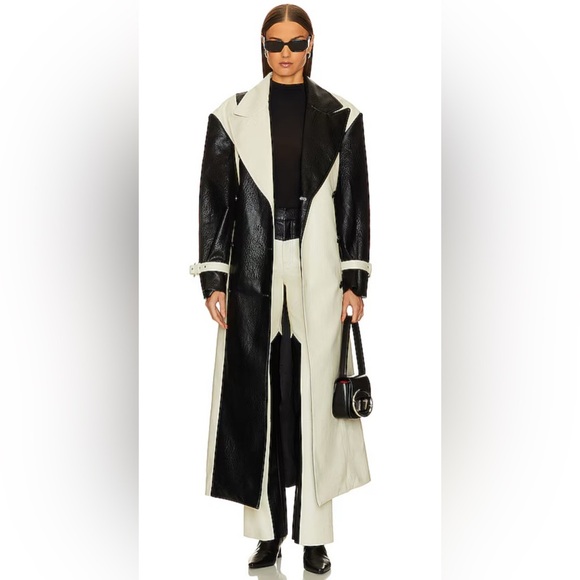 NWT Ronny Kobo Baylor Faux Leather Trench Coat. Size Large. - Picture 2 of 15